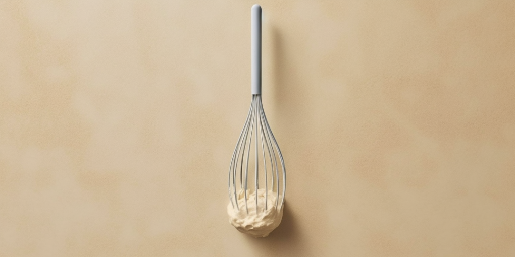 A whisk used to mix cake batter.