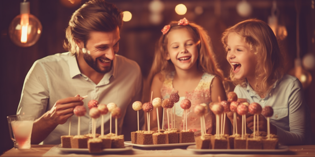 Joyful family celebrating with delightful cake pops