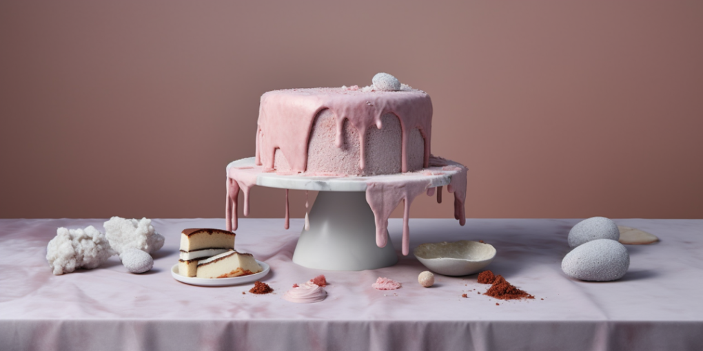 Spoiled cake resting on a table